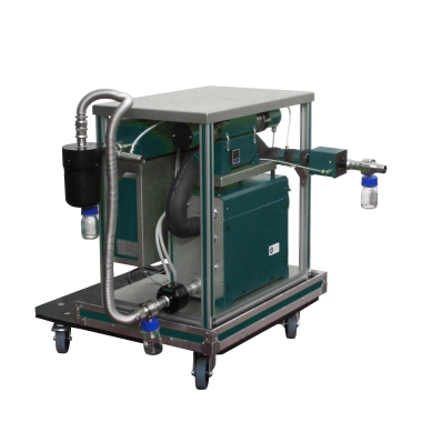Test system for the characterisation of the oil content in blow-by gases at engine test systems